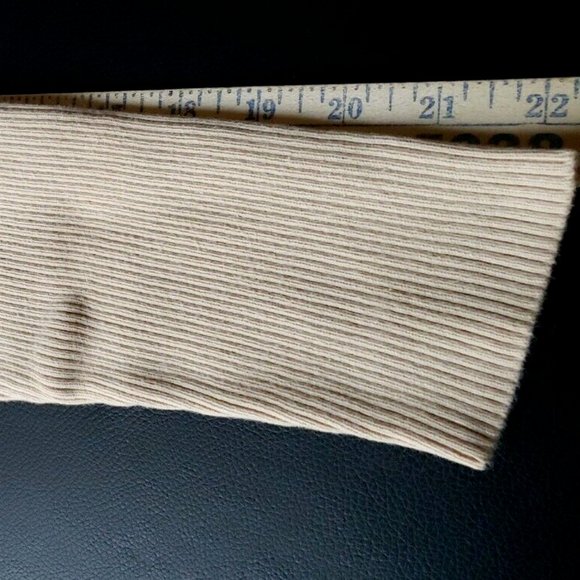Lauren Ralph Lauren Size L Beige Turtleneck Sweater 100% Cotton Ribbed Logo - Picture 10 of 12
